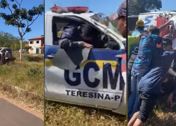 Viatura capota e três guardas municipais de Teresina ficam feridos